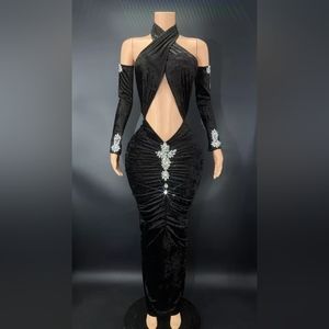 Sexy Black Halter Fitted Dress